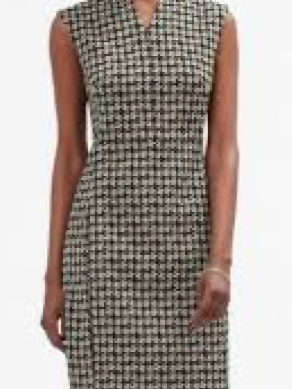 MM Lafleur Black and White Houndstooth Sleeveless Midi Dress